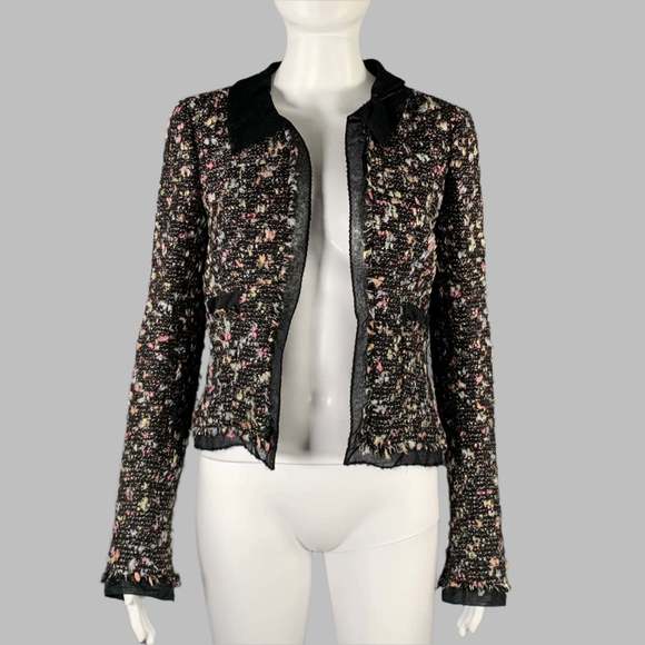 CHANEL Black Multi-Color Wool Blend Open Front Jacket - Picture 1 of 7